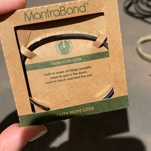 FAITH HOPE LOVE Mantra Band Silver Bracelet